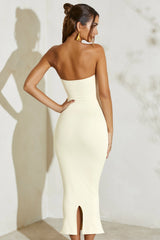 Strapless Flared Hem Midaxi Dress in Ivory