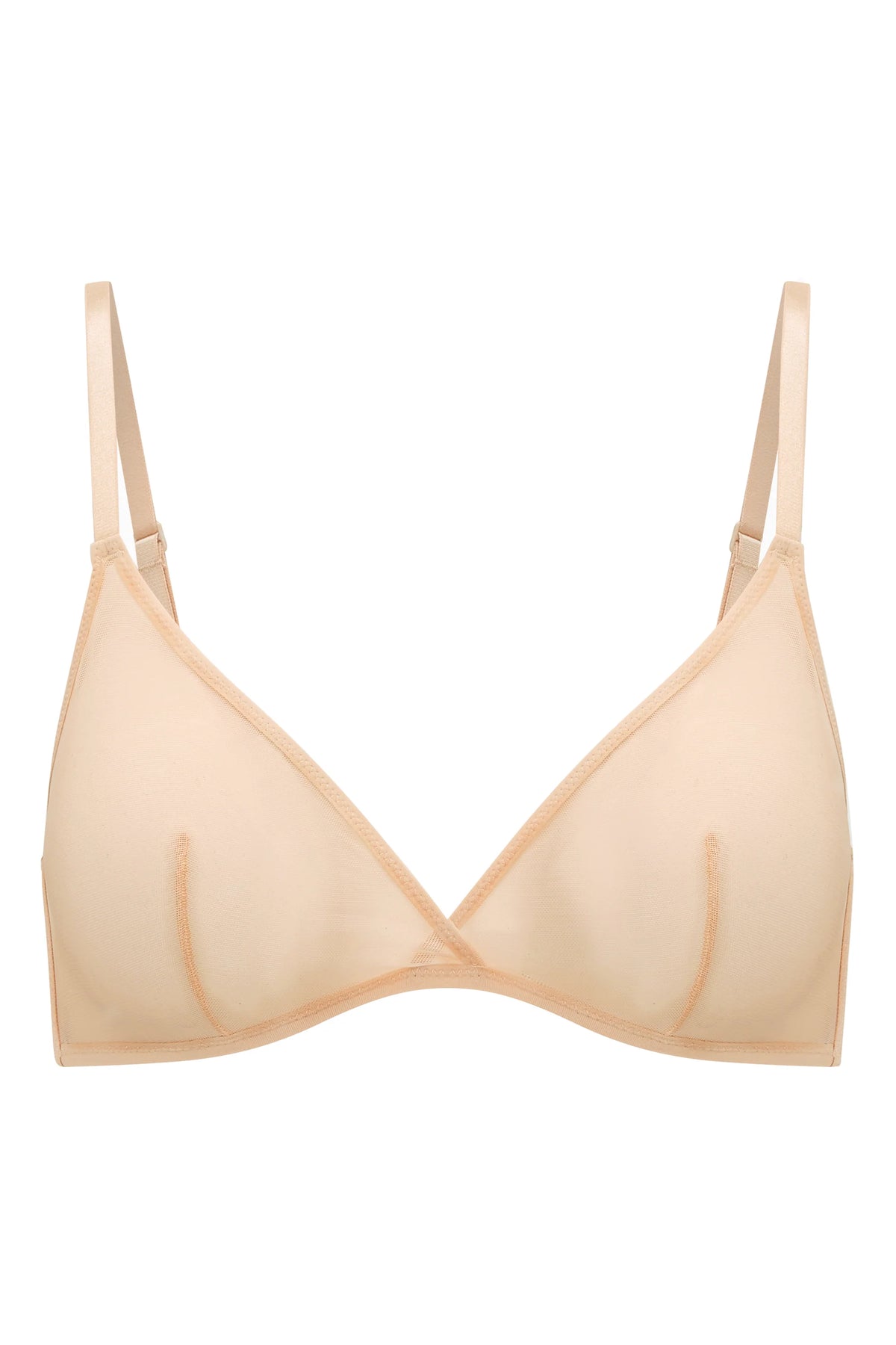 Reggiseno a triangolo a strato singolo in morbida rete in beige