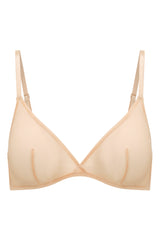 Reggiseno a triangolo a strato singolo in morbida rete in beige