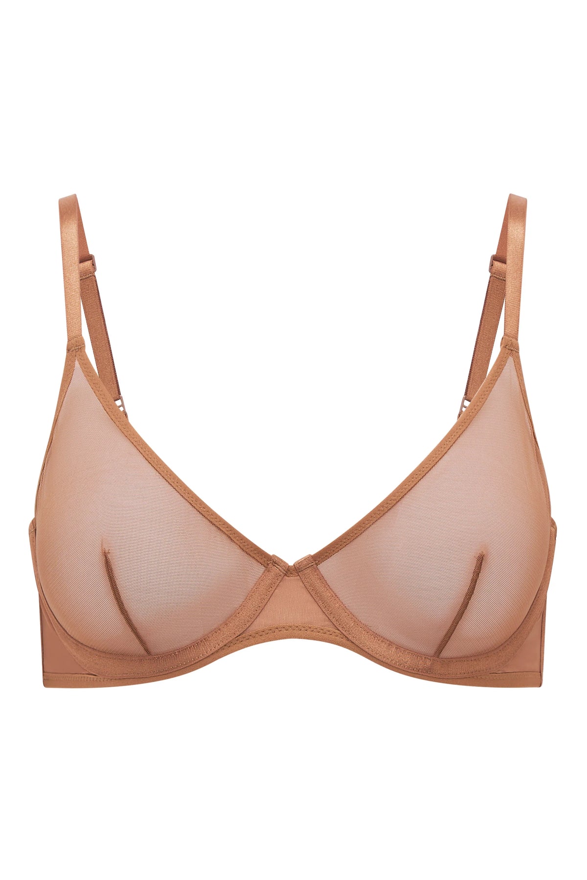 Reggiseno con ferretto a strato singolo in morbida rete color miele