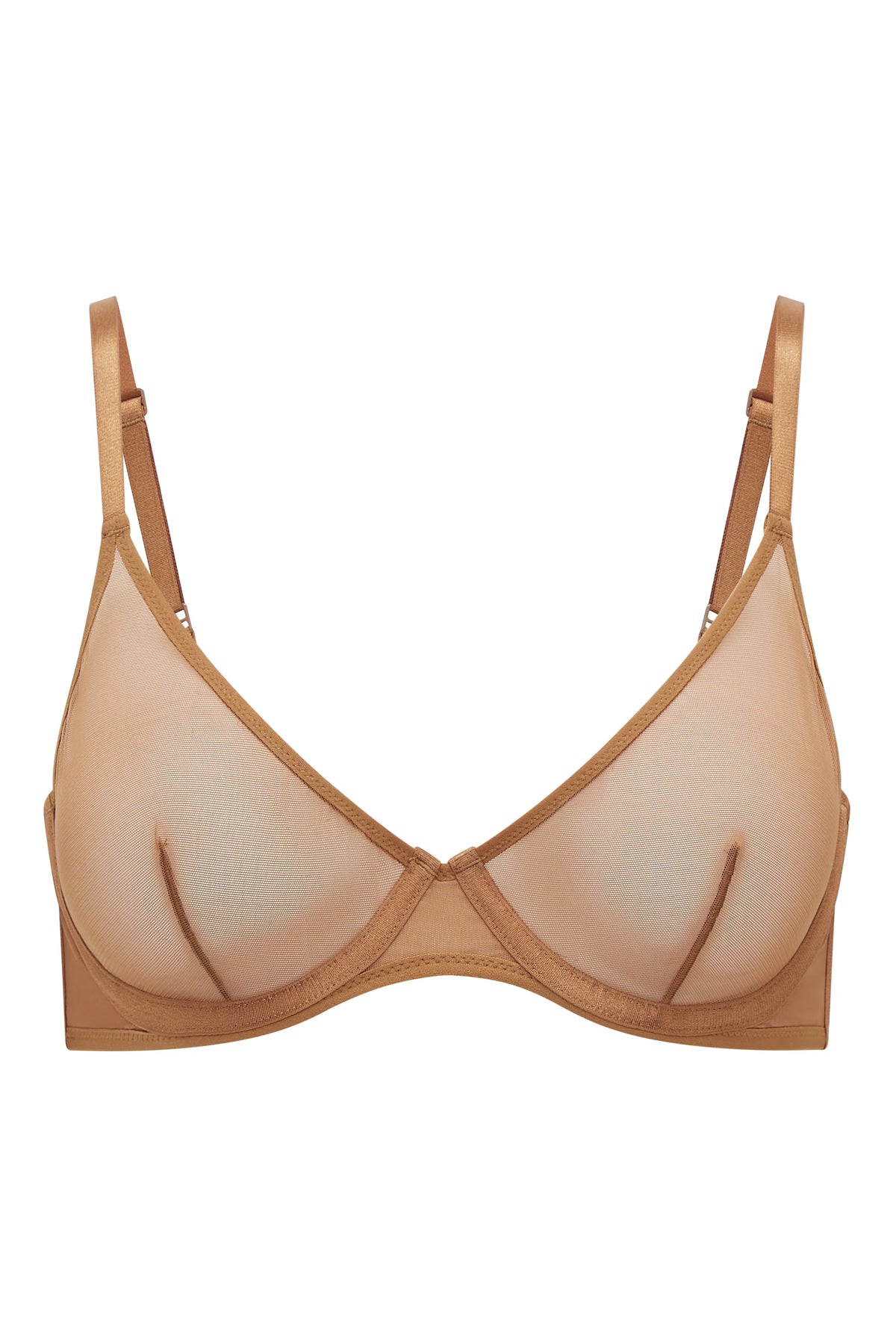 Reggiseno con ferretto a strato singolo in morbida rete color mandorla