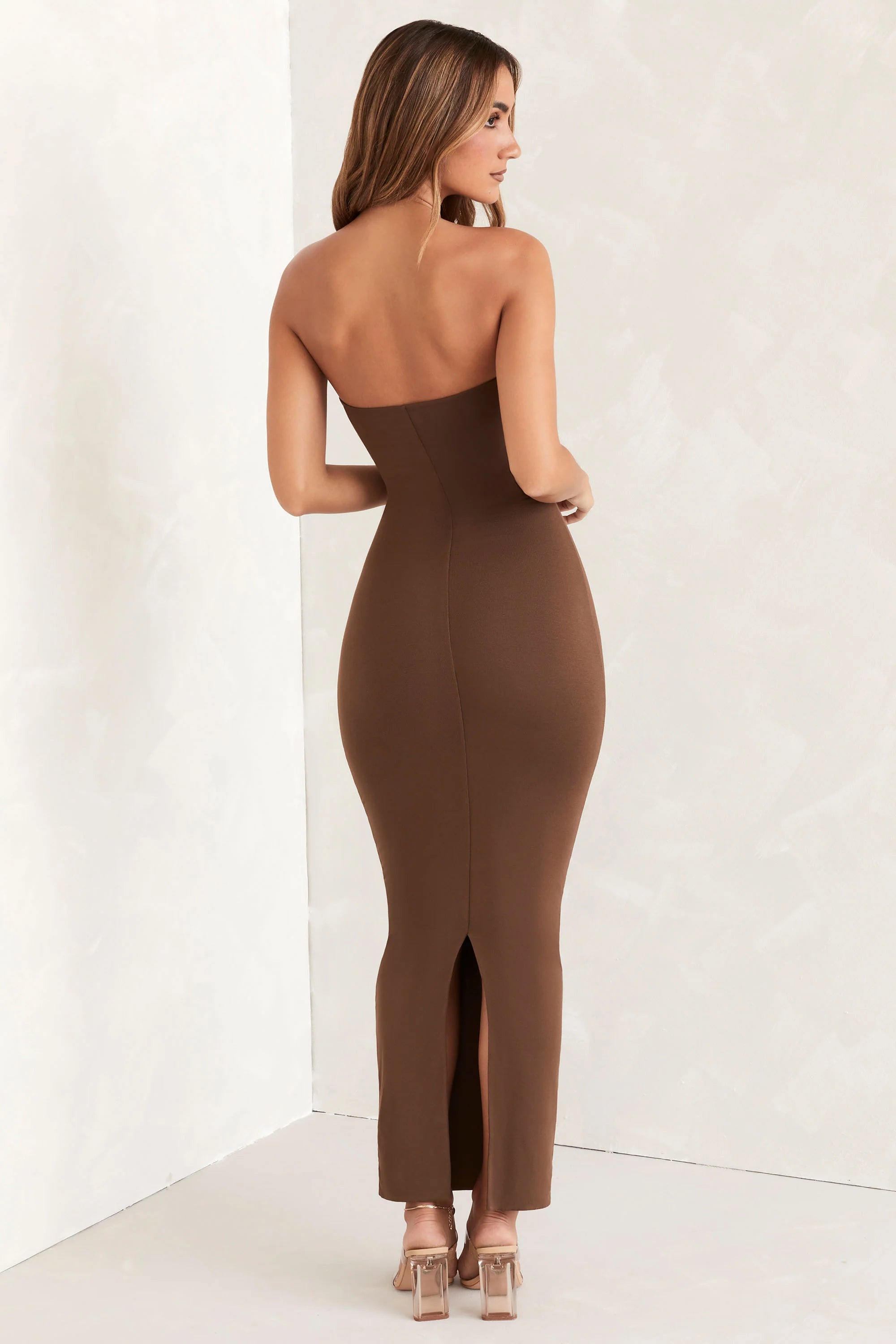 Bandeau Maxi Dress in Brown