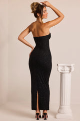 Embellished Bandeau Cowl Neck Maxi Dress in Black