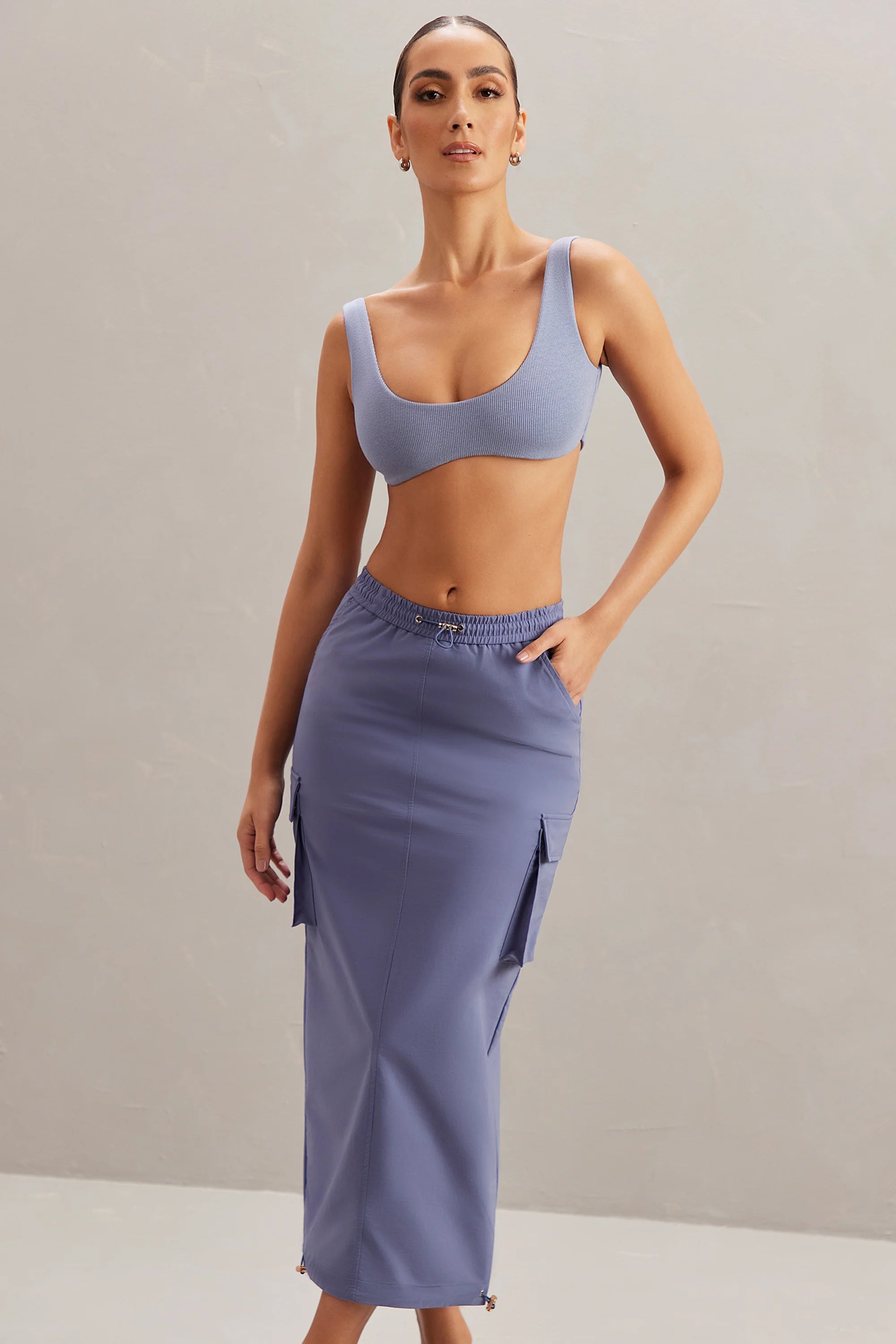 Plunge Neck Bralette in Blue