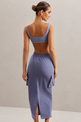 Cargo Maxi Skirt in Dusty Blue