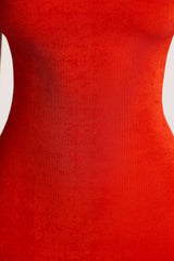 Textured Jersey Open Back Maxi Dress in Fiery Red