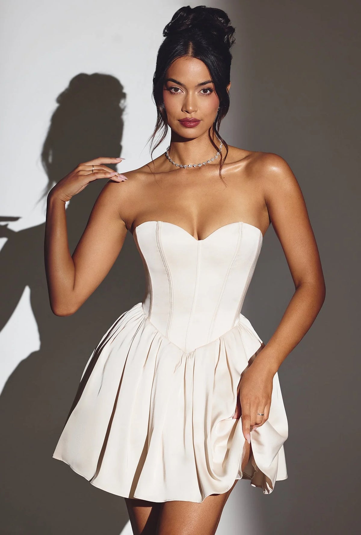 Corset Tulle Mini Dress in Ivory