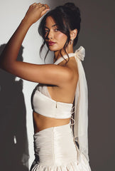 Taffeta Halter Neck Crop Top in Ivory