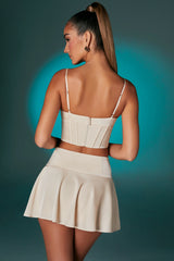 Lace Up Front Corset Crop Top in Ivory