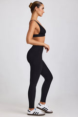 Gerippte Modal-Leggings mit hoher Taille in Schwarz