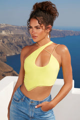 Asymmetrisches Keyhole-Crop-Top in Limettengrün