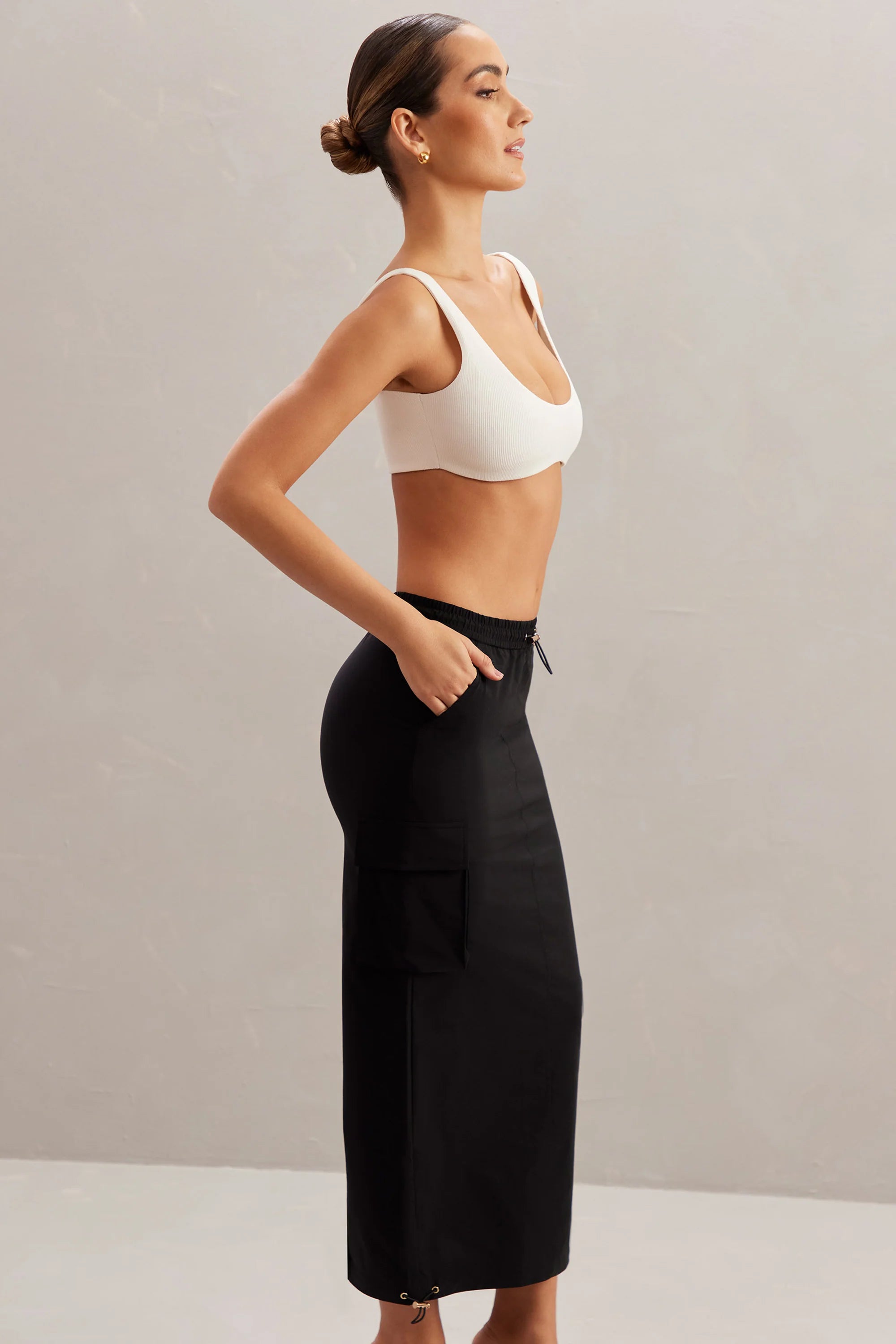 Cargo Maxi Skirt in Black