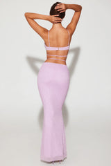 Embellished Strappy Maxi Skirt in Lilac