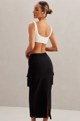 Cargo Maxi Skirt in Black