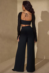 High Waist Wide Leg Trouser in Black