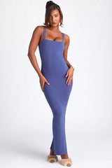 Modal Square Neck Low Back Maxi Dress in Navy