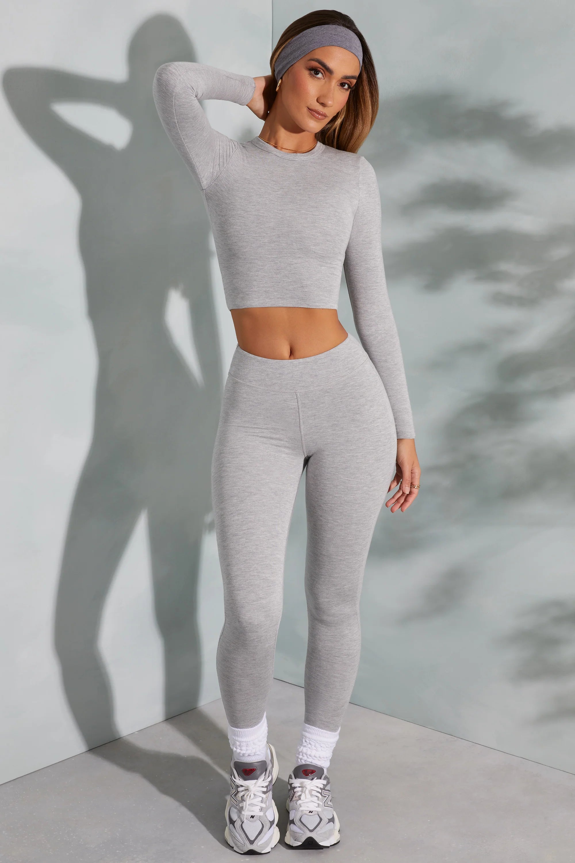 High Waist Leggings in Marled Grey