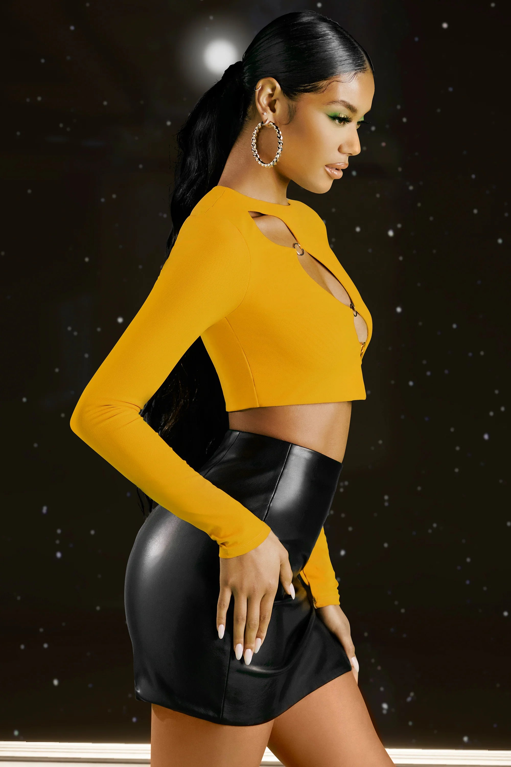 Asymmetric Long Sleeve Top in Yellow