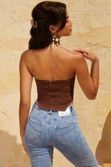 Corsetto con ruches in marrone