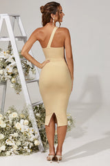 Asymmetric Midaxi Dress in Cream