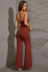 Bandeau Wide Leg Jumpsuit in Brick