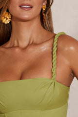 Slight Cowl Neckline Corset Crop Top in Green