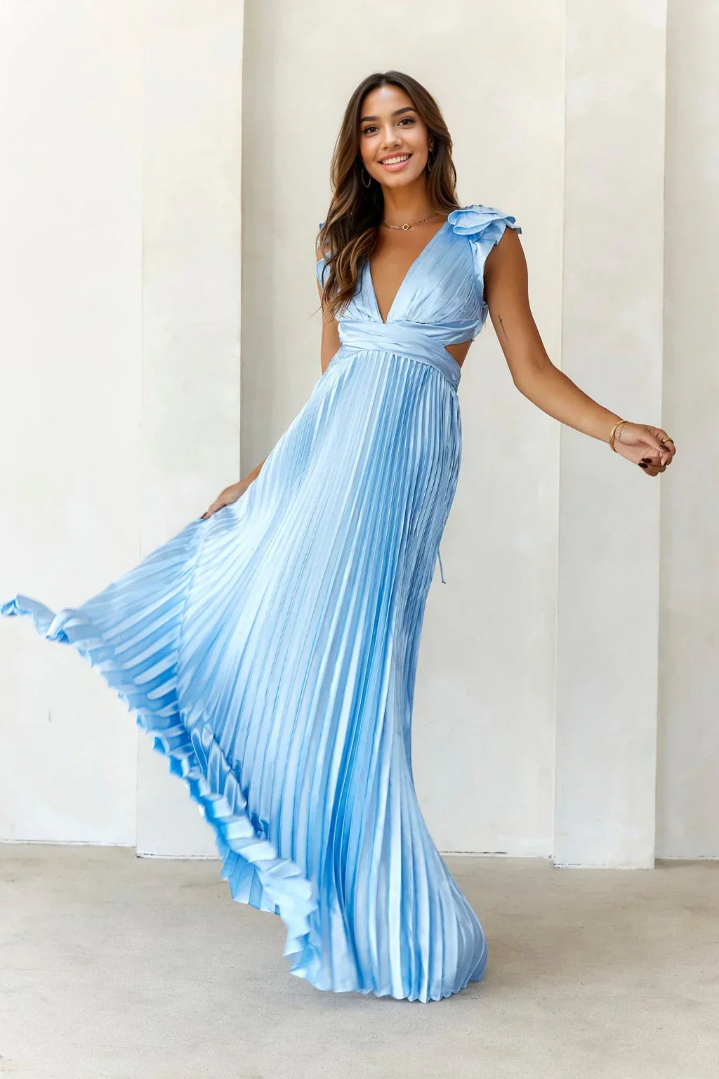 Beauty Of Her Satin Maxi Dress Blue