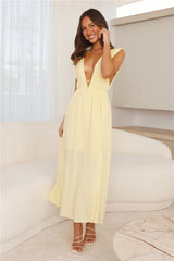 Sandy Beach Midi Dress Yellow