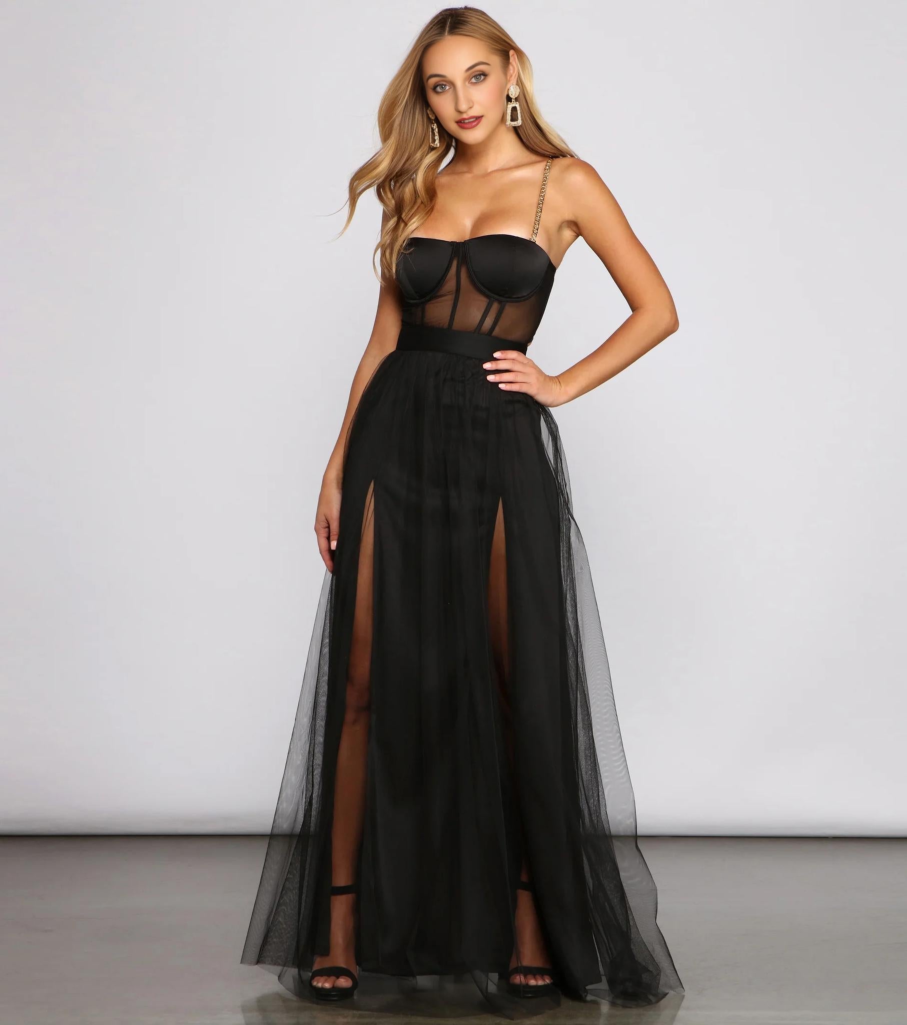 Cintra Mesh Tulle Bustier Gown