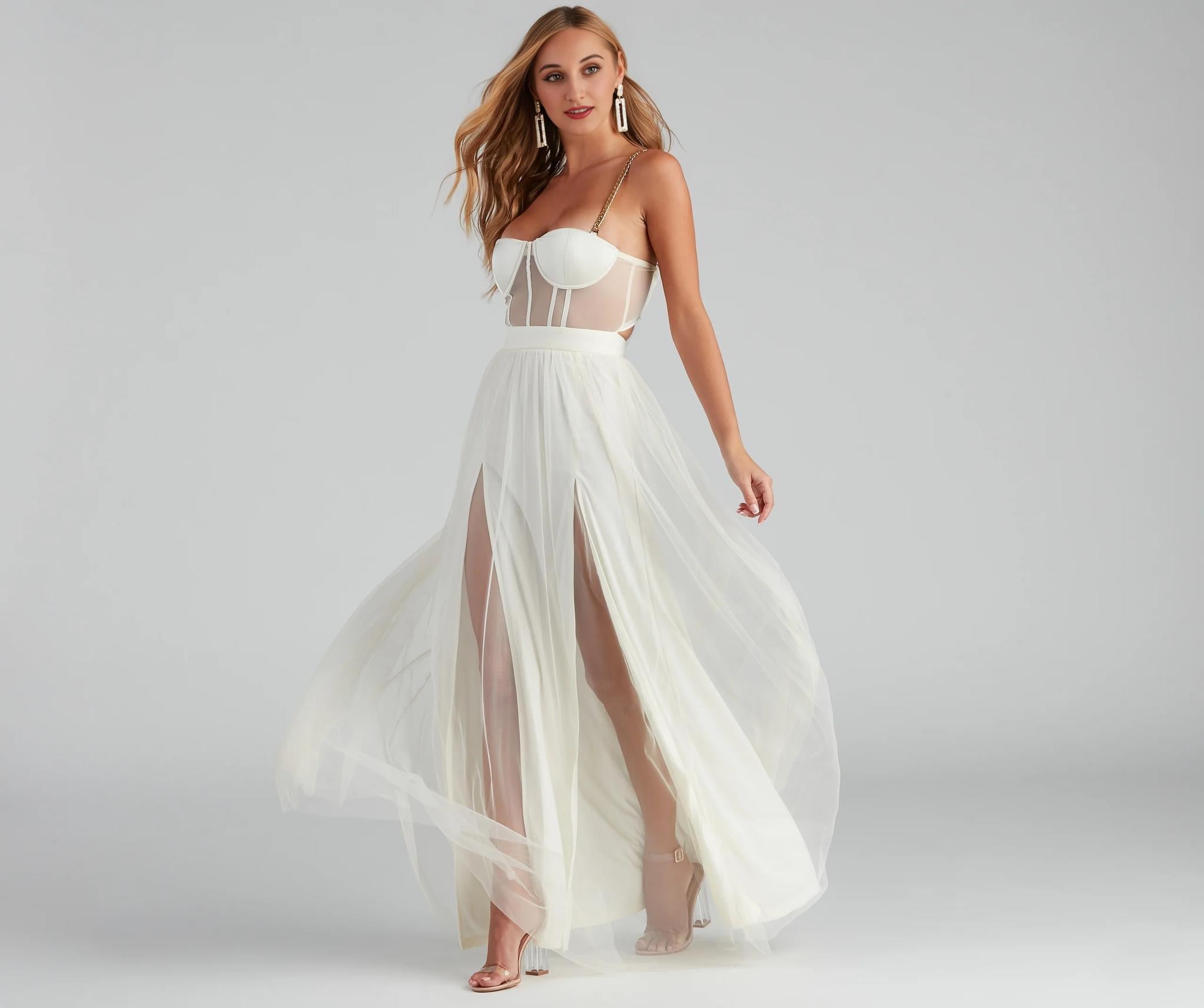 Cintra Mesh Tulle Bustier Gown