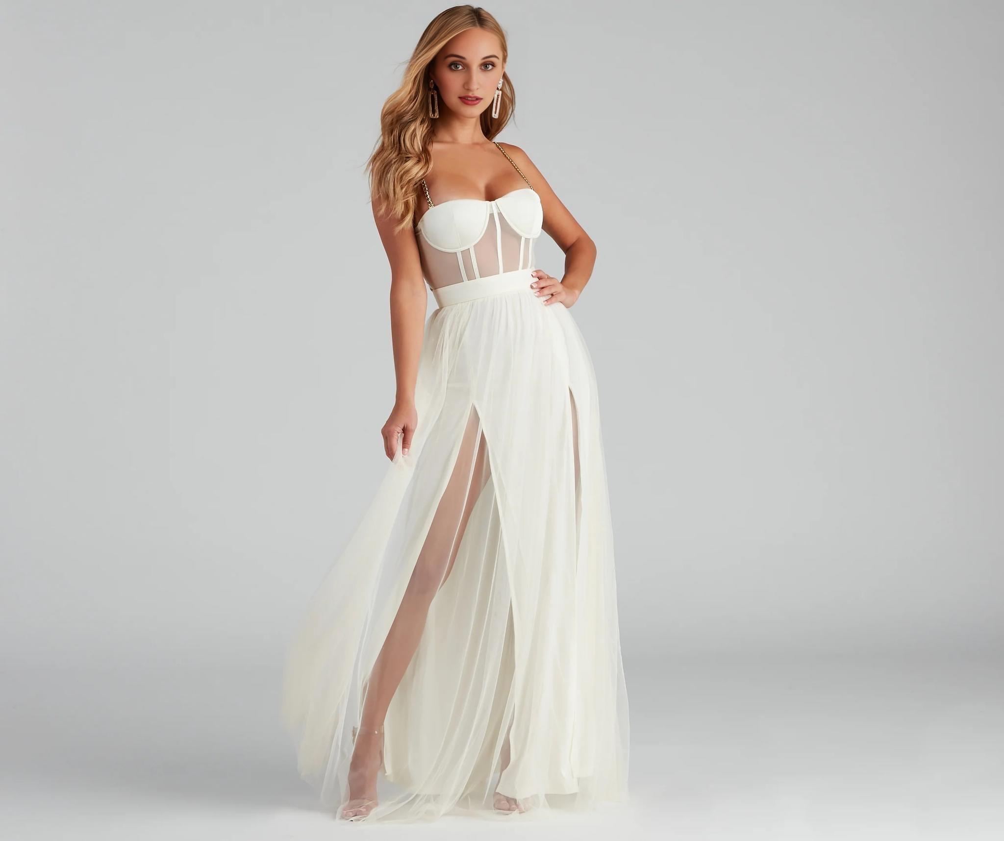 Cintra Mesh Tulle Bustier Gown