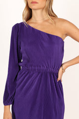 Petal and Pup USA DRESSES Pontee One Shoulder Pleated Midi Dress - Purple