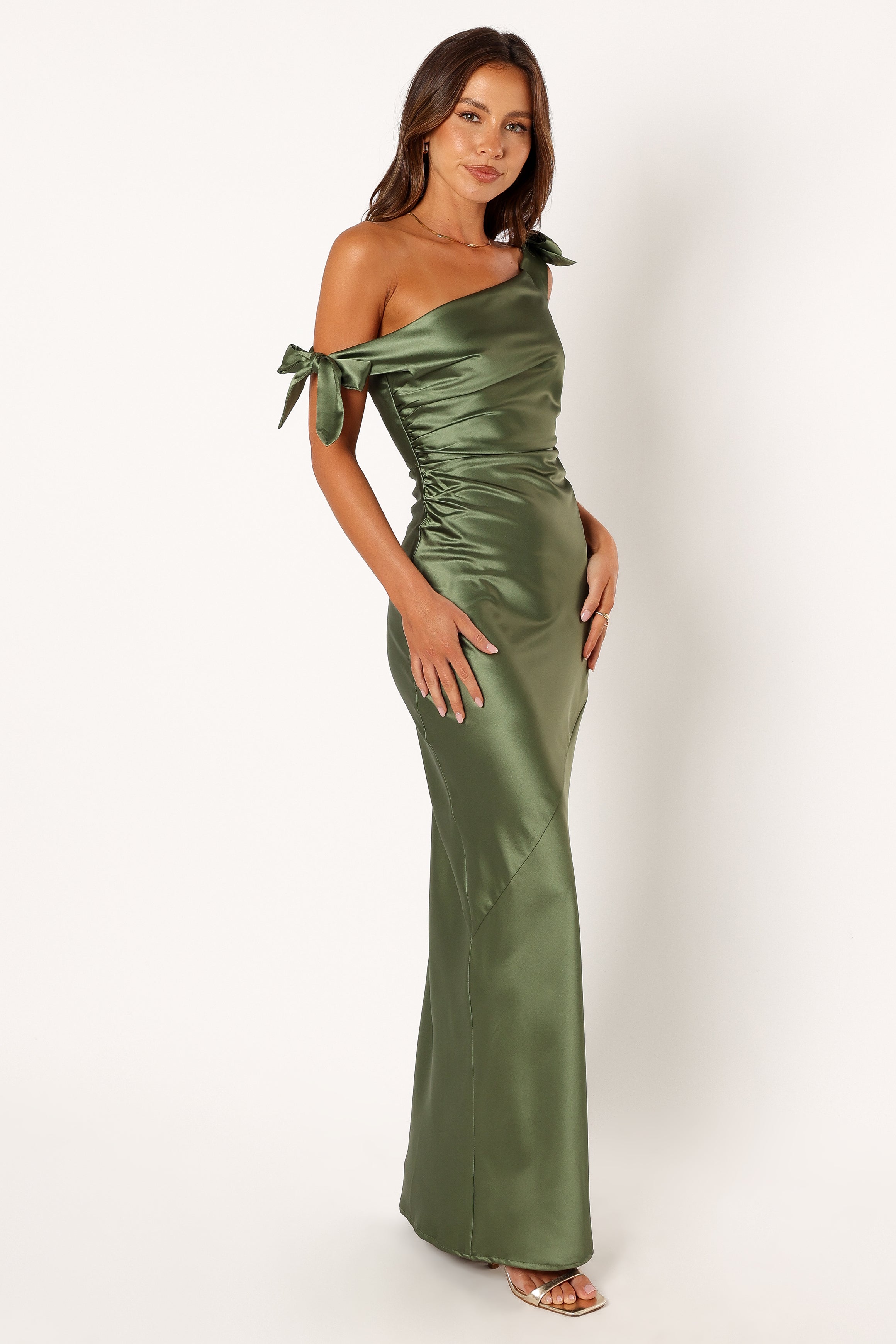 Petal and Pup USA DRESSES Selma Off Shoulder Maxi Dress - Olive