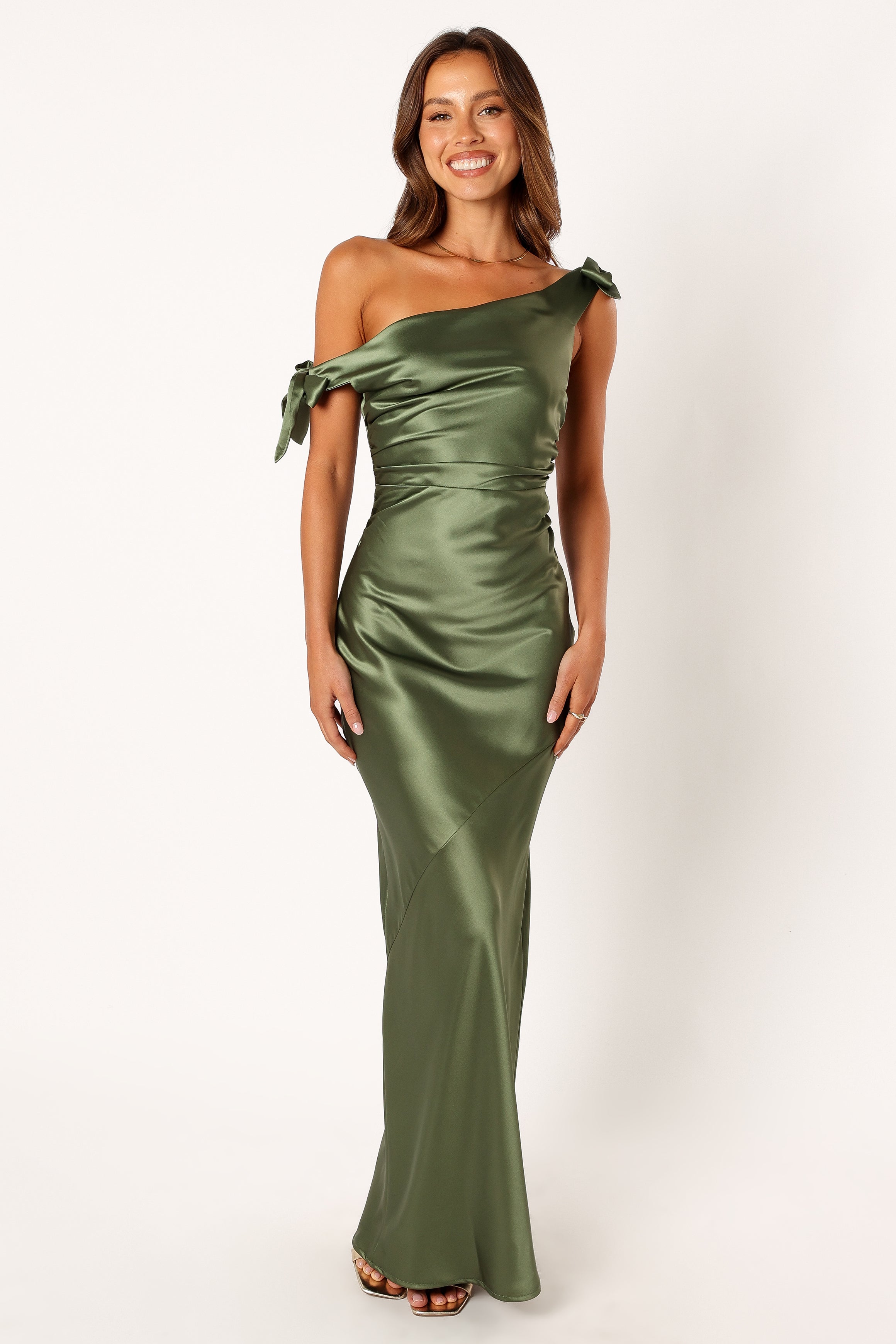 Petal and Pup USA DRESSES Selma Off Shoulder Maxi Dress - Olive