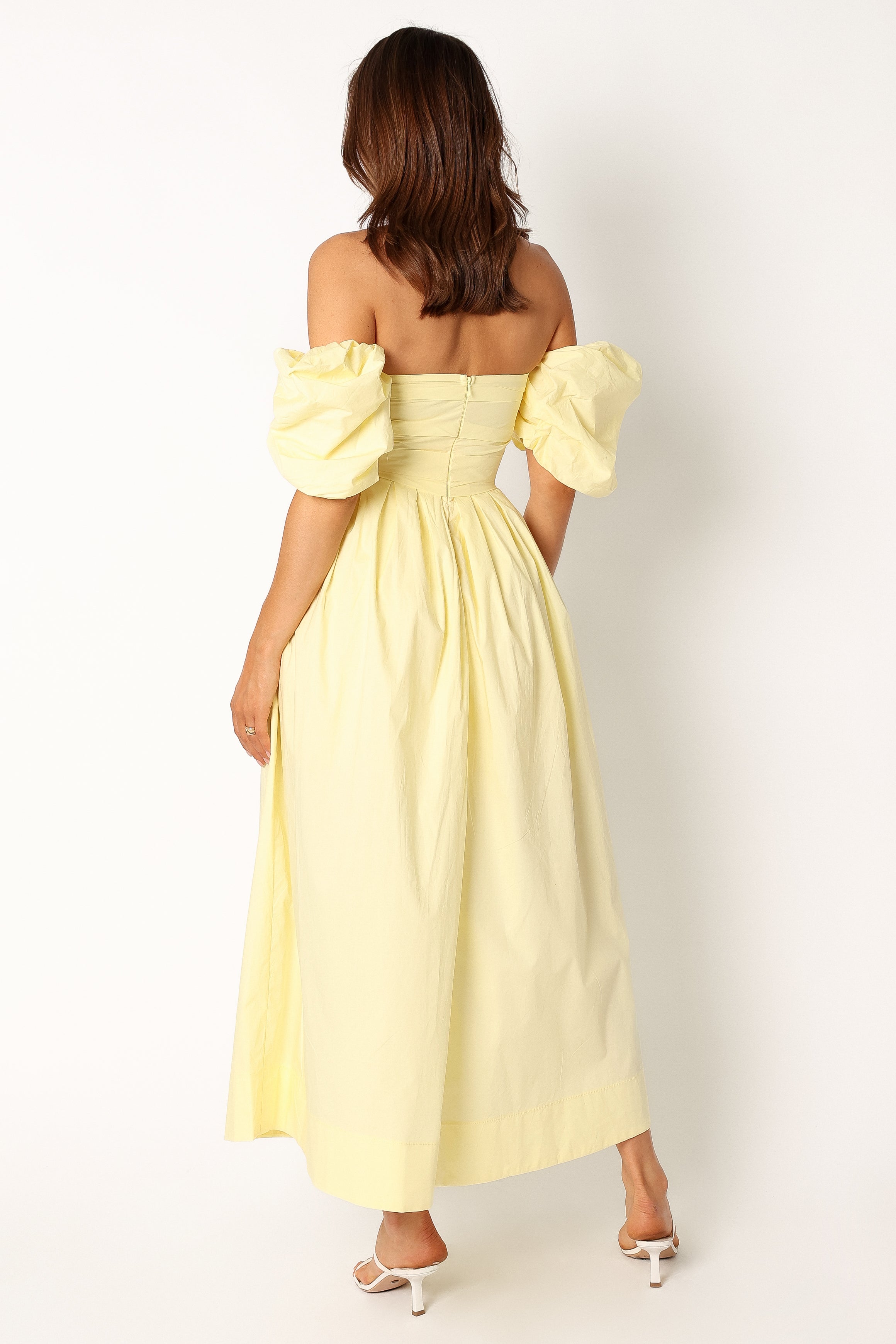 Petal and Pup USA DRESSES Solana Off Shoulder Midi Dress - Yellow