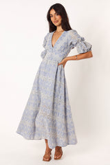 Petal and Pup USA DRESSES Tani Midi Dress - Blue