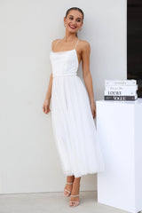 Signal My Way Tulle Midi Dress White